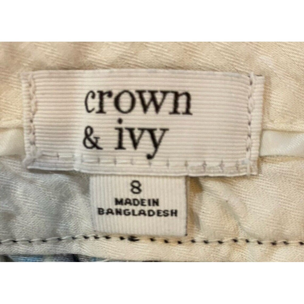 Crown & Ivy Womens Elephant Print Shorts Green Navy Blue Size 8 - Picture 6 of 7